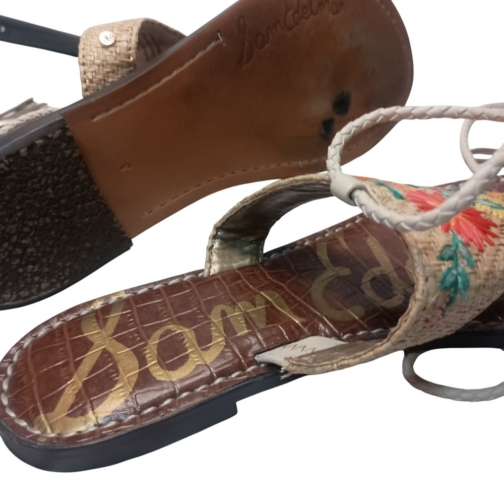 Sam Edelman Geri 3 Floral Embroidered Braided Tie Up Sandals SKUW671 - Picture 3 of 6